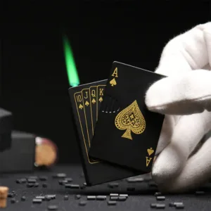Briquet Tempête Carte Poker Noir rechargeable Gaz Butane Non Inclus